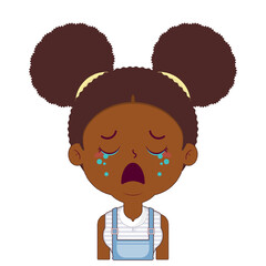 african american girl crying and scared face cartoon cute