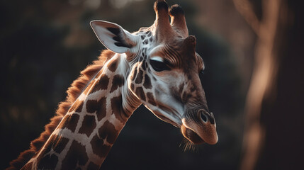 Experience the serene tranquility of the savannah as you encounter a solitary giraffe at the golden hour, a moment that encapsulates the harmony between creature and environment.