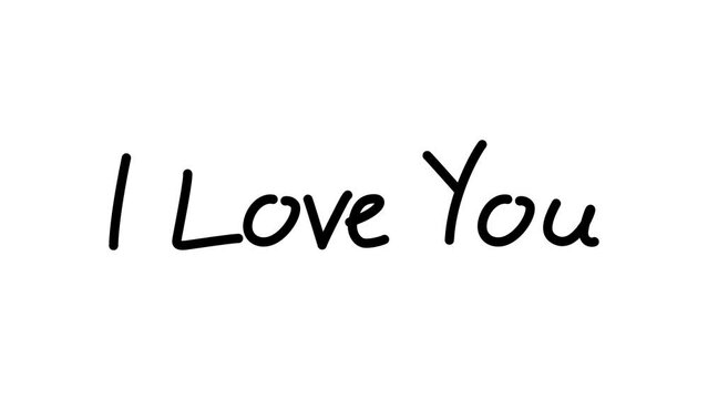 i love you writing. i love you text animation in black color with handwritten style on transparent background. easy to put into any video like mothers day, valentines day, womens day and birthday card