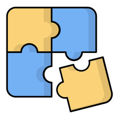 Jigzaw Puzzle Line Color Icon