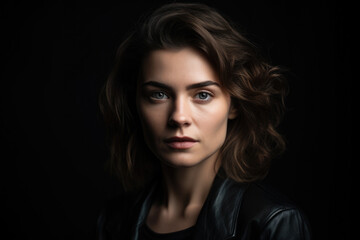 Fototapeta premium confident portrait of a woman in a studio environment with a bold and assertive pose and a smoldering gaze, generative ai