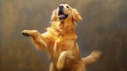 A happy golden retriever wagging its tail. AI generated