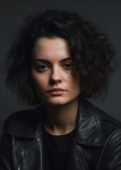 Minimalist portrait of a woman with a bored expression, looking straight into the camera, showcasing her sense of ennui and lack of interest, generative ai