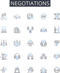 Negotiations line icons collection. Contrast, Inconsistency, Variety, Balance, Balance, Diversity, Fluidity vector and linear illustration. Heterogeneous,Homogeneous,Irregular outline signs set