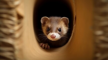  Mischievous Ferret Peeking Out