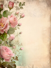 vintage background with roses for mother's day. Generative AI