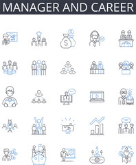 Manager and career line icons collection. Equality, Feminism, Masculinity, Stereotypes, Intersectionality, Sexuality, Patriarchy vector and linear illustration. Empowerment,Identity,Bias outline signs
