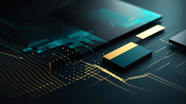 Abstract Odyssey: Retro-Futuristic Images of Geometry, Light, Shadows, and Glowing Sci-Fi Shapes