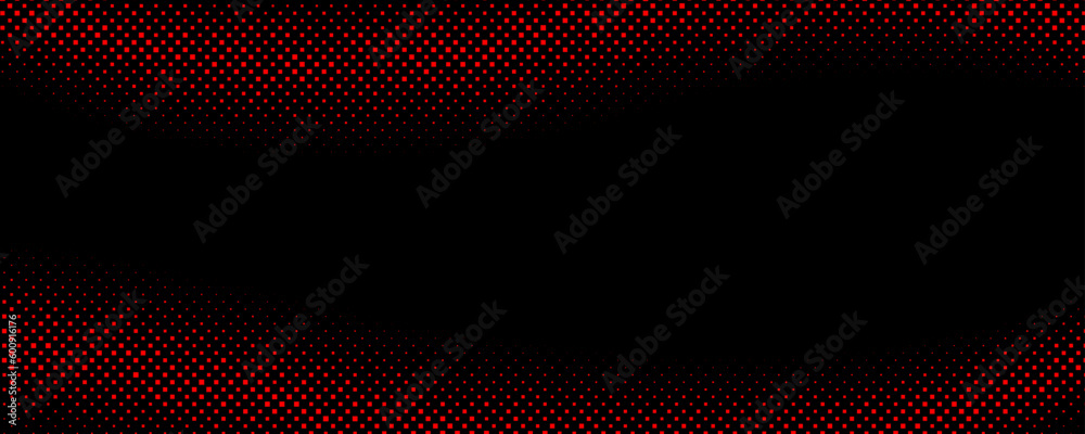 Poster red halftone wave gradient texture. retro dotted wallpaper. comic pop art style checkered frame text