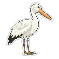 Obraz premium Cartoon sticker of a Stork bird over white background. Generative AI illustration