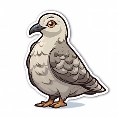 Fototapeta premium Cartoon sticker of a Turtledove over white background. Generative AI illustration