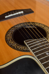 Obraz premium detail of a wooden classical guitar