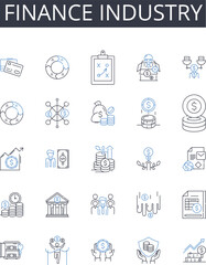Finance industry line icons collection. Amusement, Fun, Excitement, Thrills, Laughter, Energy, Entertainment vector and linear illustration. Joy,Happiness,Fascination outline signs set