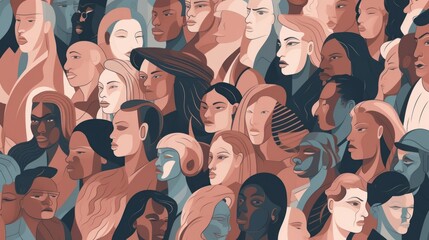 Illusory Wallpaper Portraits: Abstract Art of Crowd People with a Pattern-Based Painting Aesthetic, Generative AI