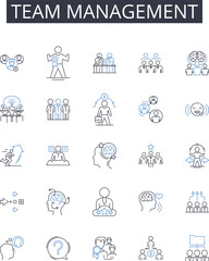 Team management line icons collection. Immersive, Simulated, Headset, Gaming, Augmented, Interactive, Digital vector and linear illustration. Fictional,Experience,Futuristic outline signs set