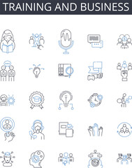Training and business line icons collection. Versatile, Innovative, Reliable, Customizable, User-friendly, Sleek, Efficient vector and linear illustration. Modern,Compact,Advanced outline signs set