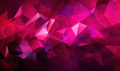 Abstract fuchsia color background or wallpaper with polygons, triangles or concave geometries, Generative AI