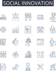 Social innovation line icons collection. Coaching, Learning, Nurture, Progress, Improvement, Skills, Growth vector and linear illustration. Flourish,Success,Advancement outline signs set
