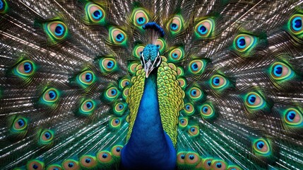 Obraz premium A proud peacock displaying its feathers. AI generated