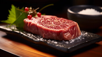 Raw Wagyu Steak Raw Marble Japanese Steak Generative AI - obrazy, fototapety, plakaty
