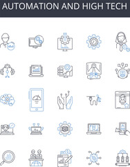 Automation and high tech line icons collection. Gearbox, Drivetrain, Clutch, Shift, Transfer, Sprocket, Differential vector and linear illustration. Transmission,Powertrain,Torque outline signs set