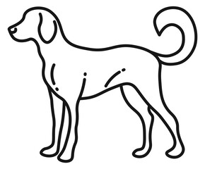 Dog standing icon. Friendly pet linear drawing