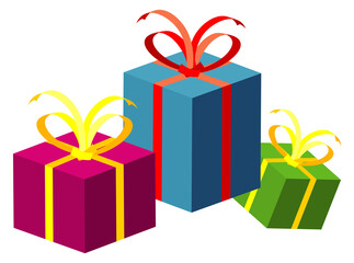 Gift box pile. Holiday present color icon
