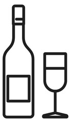 Wine bottle and glass icon. Alchohol drinking symbol