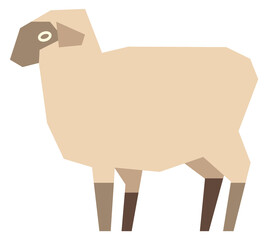 Sheep icon. Fluffy farm animal in polygonal style