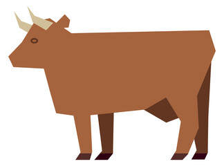 Bull icon. Brown farm animal. Cattle symbol