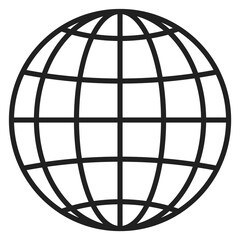 Worldwide line icon. World map round grid