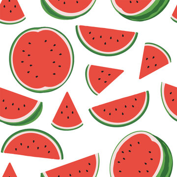 Watermelon seamless patterns. Cool abstract and fruit design concept. For fashion fabrics, kid&rsquo;s clothes, home decor, quilting, T-shirts, cards and templates, scrapbook and other digital needs