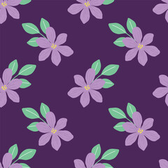 Fototapeta na wymiar Trendy Purple Flower seamless patterns. Cool abstract and floral design. For fashion fabrics, kid’s clothes, home decor, quilting, T-shirts, cards and templates, scrapbook and other digital needs