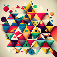 A colorful pattern of triangles and circles