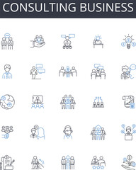 Consulting business line icons collection. Engagement, Communication, Cooperation, Dialogue, Connection, Participation, Collaboration vector and linear illustration. Association,Integration