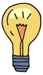 Fototapeta premium Lightbulb shining doodle. Idea symbol. Lamp icon