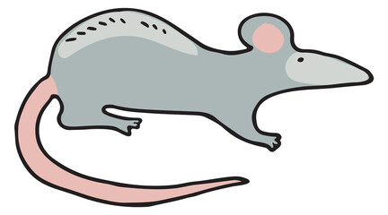 Mouse doodle icon. Rat symbol. Small animal