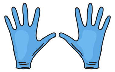 Obraz premium Rubber gloves icon. Blue doodle. Hand protection