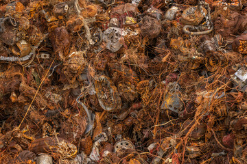 copper and engine and motor parts at recycling center to be scrapped