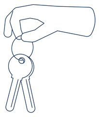 Hand hold key bunch. Property symbol. Car owner sign