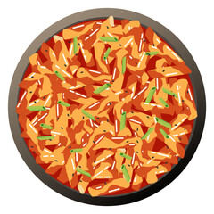 Spicy korean stew dish. Kimchi top view