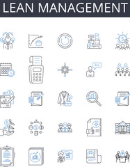 Lean Management line icons collection. Shopping, Store, Consumer, Merchandise, Outlet, Products, Sales vector and linear illustration. Brands,Customer,Inventory outline signs set