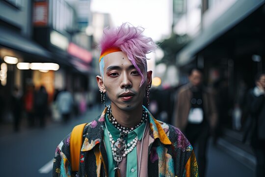 beautiful woman portrait, Japanese girl wearing mix modern contemporary clothes fashion style, Generative Ai	
