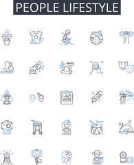 People lifestyle line icons collection. execution, deployment, integration, realization, attainment, materialization, performance vector and linear illustration. fulfillment,administration