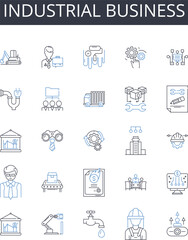 Industrial business line icons collection. Innovation, Partnership, Synergy, Cooperation, Connection, Integration, Advancement vector and linear illustration. Development,Teamwork,Unity outline signs