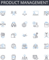 Product management line icons collection. Scrubbing, Dusting, Vacuuming, Mopping, Sanitizing, Organizing, Tidying vector and linear illustration. Polishing,Detailing,Disinfecting outline signs set