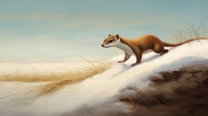 A sneaky weasel stalking prey. AI generated