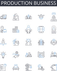 Fototapeta premium Production business line icons collection. Virtual, Telecommuting, Mobile, Digital, Agile, Distributed, Collaborative vector and linear illustration. Remote,Flexibility,Telework outline signs set