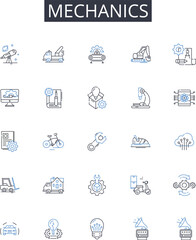 Mechanics line icons collection. Stocks, Investments, Portfolio, Trading, Shares, Bullish, Bearish vector and linear illustration. Equity,Dividends,Capital outline signs set