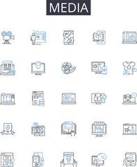 Media line icons collection. Maintenance, Service, Repair, Inspection, Diagnostic, Oil, Filter vector and linear illustration. Tire,Alignment,Brake outline signs set